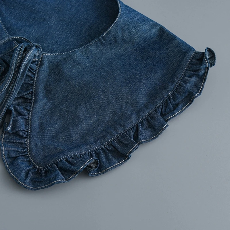 Mujer Color Azul Cuello Falso Cuello Plisado Desmontable Tamaño Ajustable