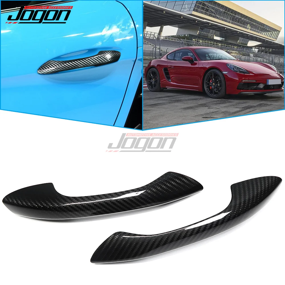 2 Pcs Real Carbon Fiber Exterior Door Handle Cover For Porsche 918 718 Boxster Cayman Spyder Doorknob Shell Handles Sticker Trim