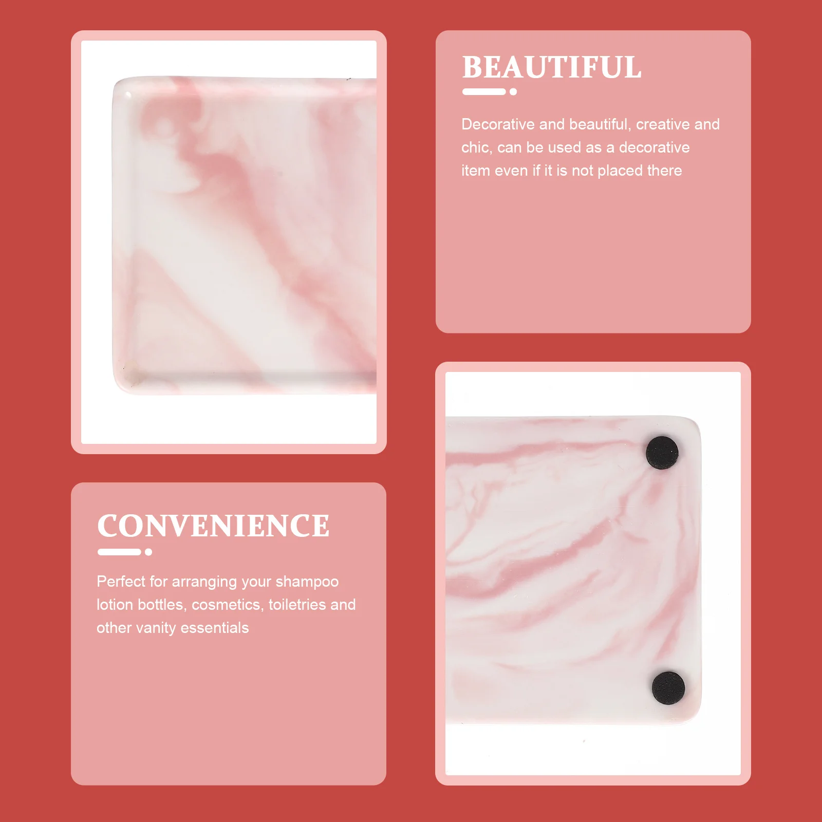 

Ceramic Vanity Tray with Stone Texture Perfect for Makeup Jewelry Soap Storage Decorative Bathroom Countertop Organizing Plate