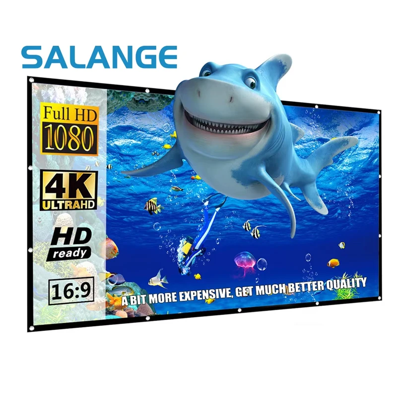 

Проекционный экран Salange 84/100/120 дюймов, портативный, складной, для домашнего кинотеатра, использования на улице и в помещении, двусторонний проекционный экран
