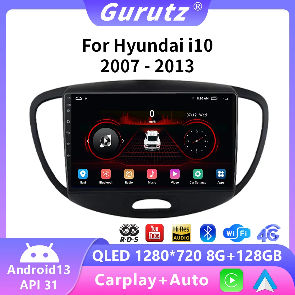 

2 Din Android 13 Car Radio For Hyundai i10 2007 2008 2009 2010-2013 Multimedia Player 4G GPS Navigation Carplay Auto Stereo RDS