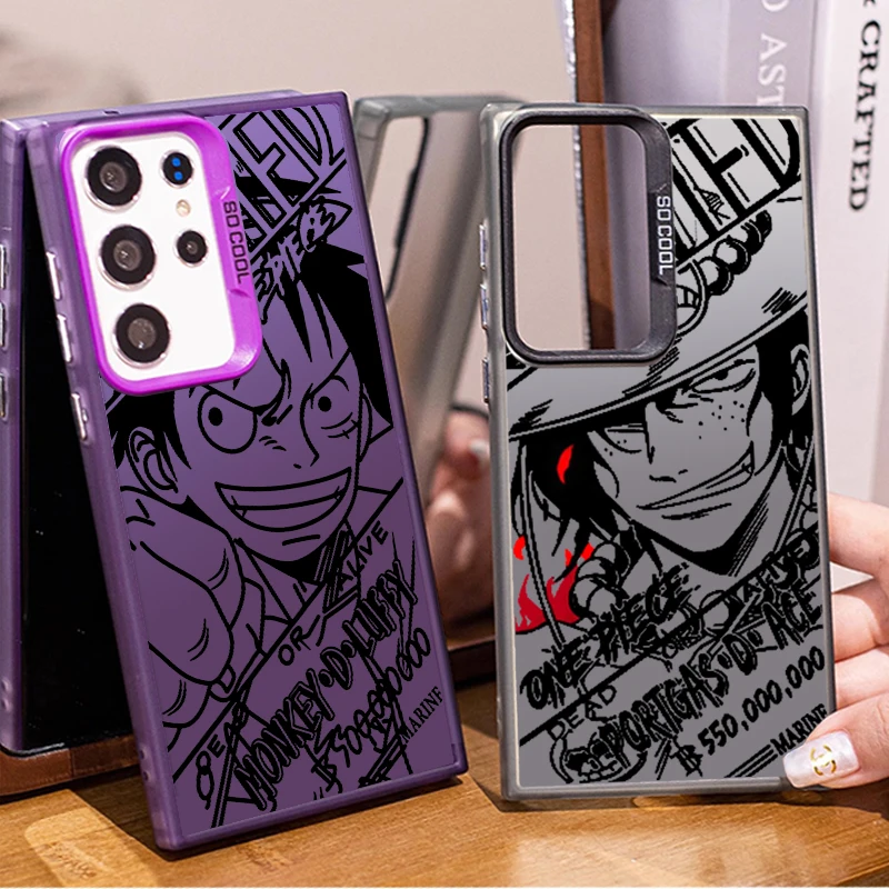 One Piece Luffy Anime Cute For Samsung Galaxy S24 S23 S22 S21 S20 Note 20 Ultra Plus FE 5G Colorful Silver Funda Phone Case