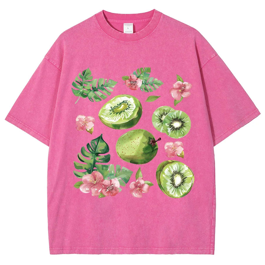女性用半袖Tシャツ,フルーツプリント,カジュアルで快適,小さくてフレッシュなデザイン,夏服