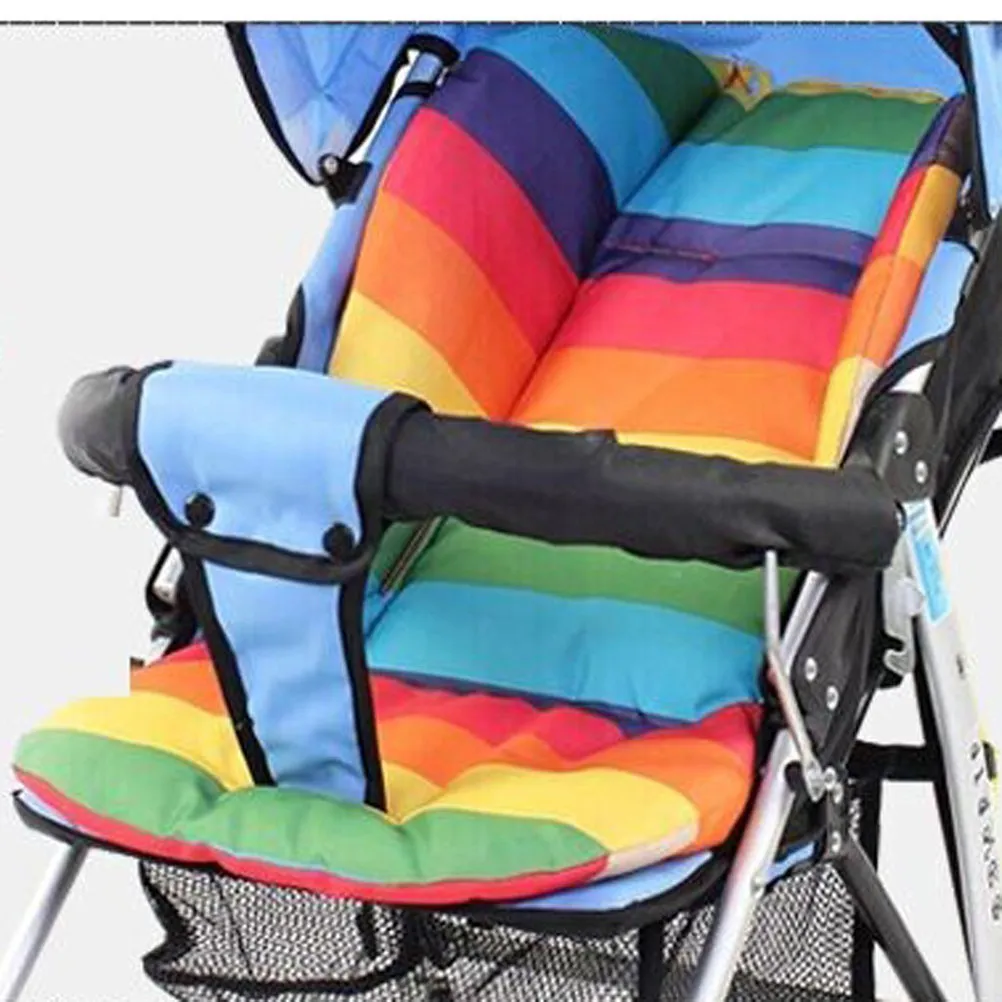 

Waterproof Multicolor Baby Pram Cushion Pad Rainbow Design Breathable Lightweight Oxford Fabric Insert for Stroller Baby Seat