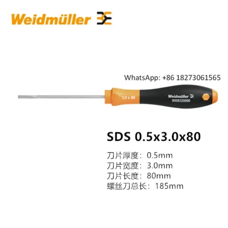 

Отвертка Weidmuller SDS 0,6x3,5x100, прямая отвертка, немецкий инструмент 0,5/0,4