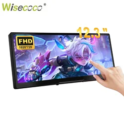Wisecoco 12.3'' Touch Monitor Display IPS 1920x720 Portable Gaming Monitor for Raspberry Pi 5 4 3 Laptop PC GPU CPU Monitoring