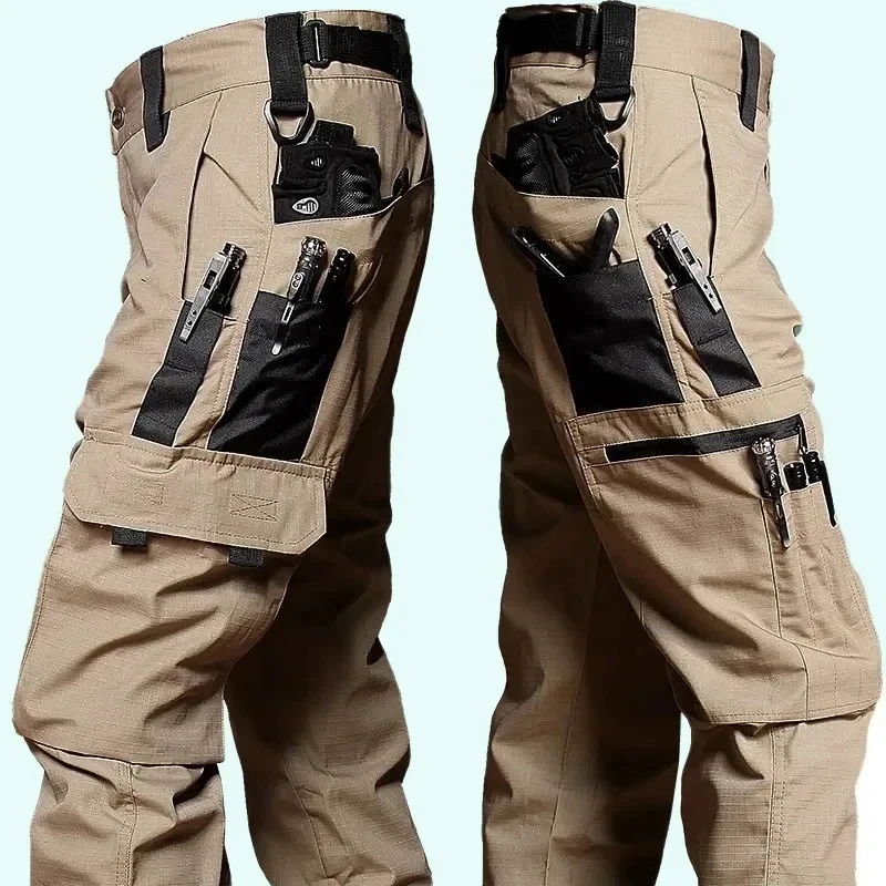 Outdoor Work Tactical Pants Mens Waterproof Cargo Trousers New Spring Multi-pocket Wear-Resistant Pants Hiking Training Overalls