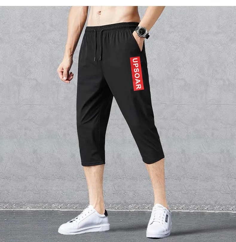 2024 New Men\'s Shorts Summer Thin Soft Cropped Pants Sports Casual Straight Shorts Oversize Sweatpants Quick Drying Jogger