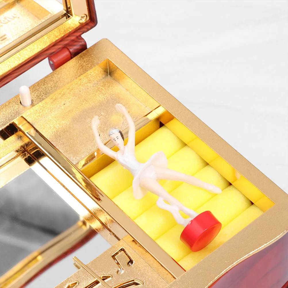 2 In 1 Jewelry Storage Box Music Box Red Creative Musical Jewelry Container For Women Dancing Girl Design Suitable Bedroom