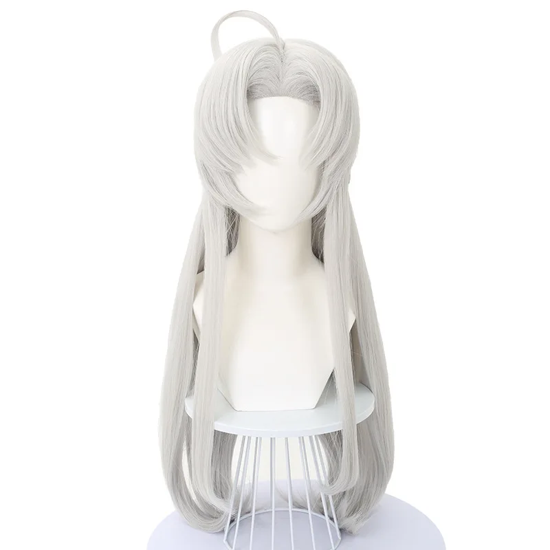 Game Wuthering Waves Carlotta Cosplay Wig Long Silvery white Hair Liondance Troupe Glacio Natural Resonator Jinzhou Halloween