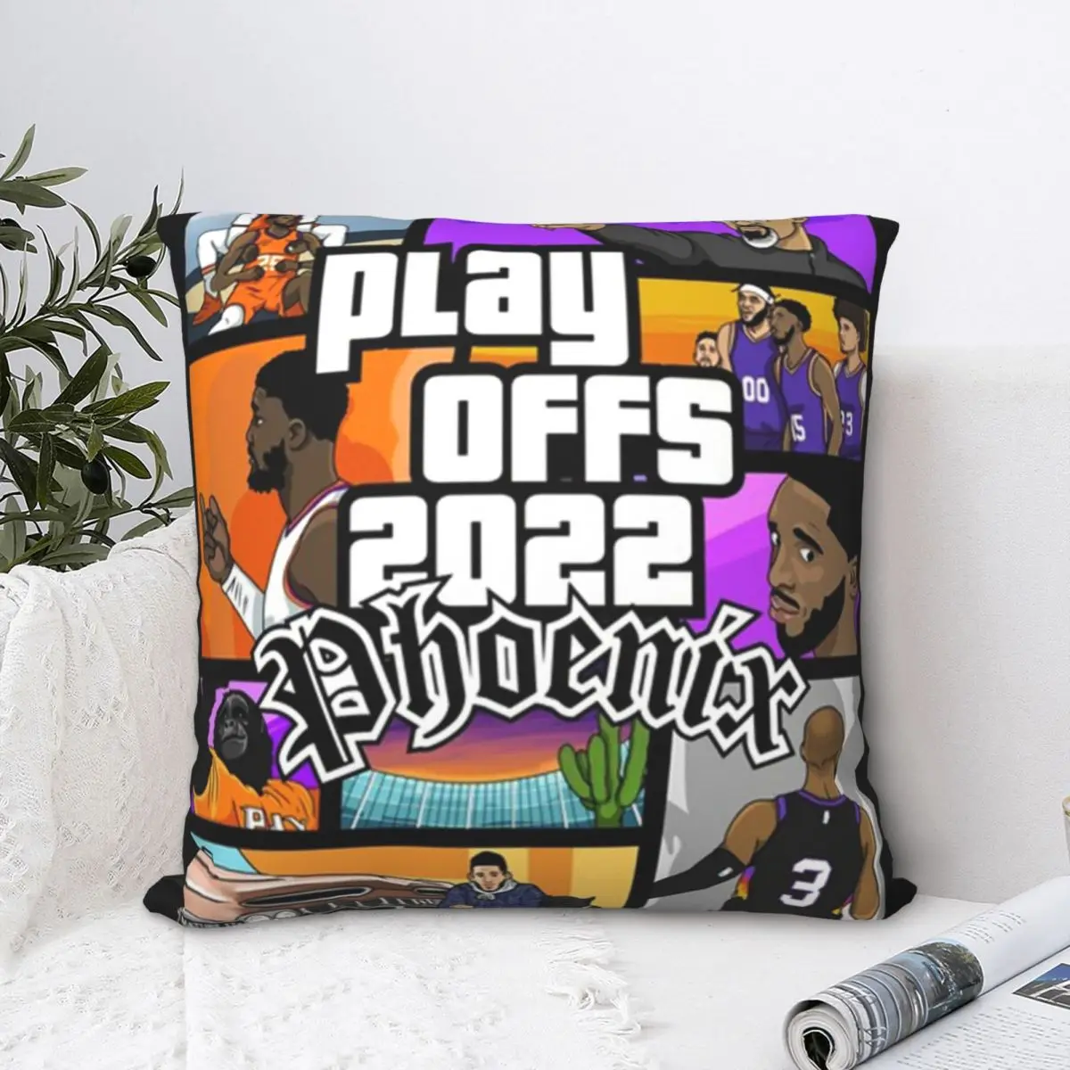 

Phoenix Play Offs 2022 Square Pillowcase Polyester Pillow Cover Velvet Cushion Zip Decorative Comfort Throw Pillow For Home Car