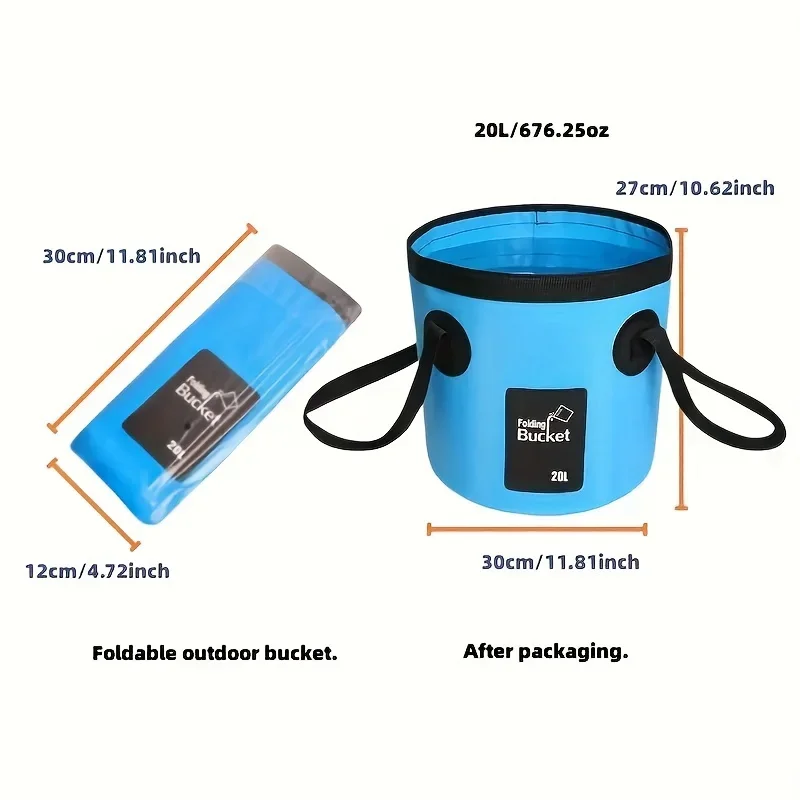 1pc PVC portable folding bucket, water storage container for outdoor camping fishing lightweight car washing bucket