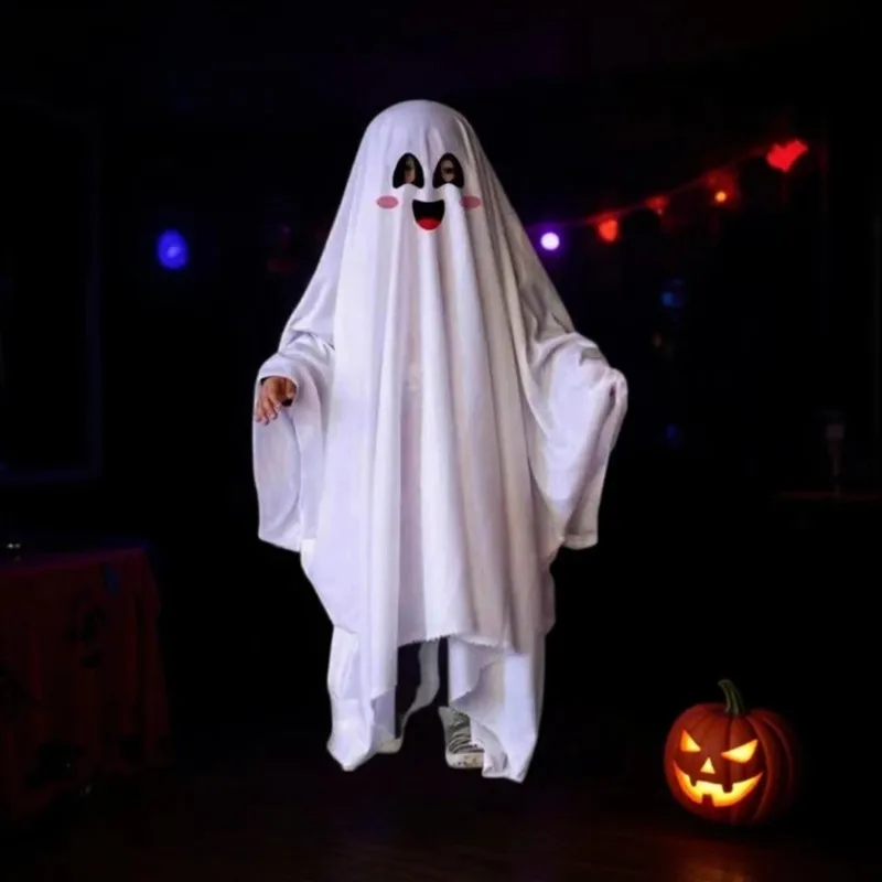 

Halloween Children's Ghost Costume Makeup Cape Parent-Child Matching Robe Role-playing Outfit Scary Face Design