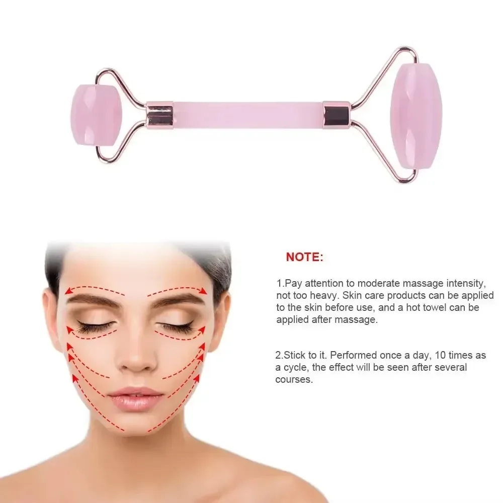 Rose Quartz Natural Jade Roller Gua Sha Scraper Set Facial Roller Massager for Face Body Neck Lifting Tighten Slimming Skin Care