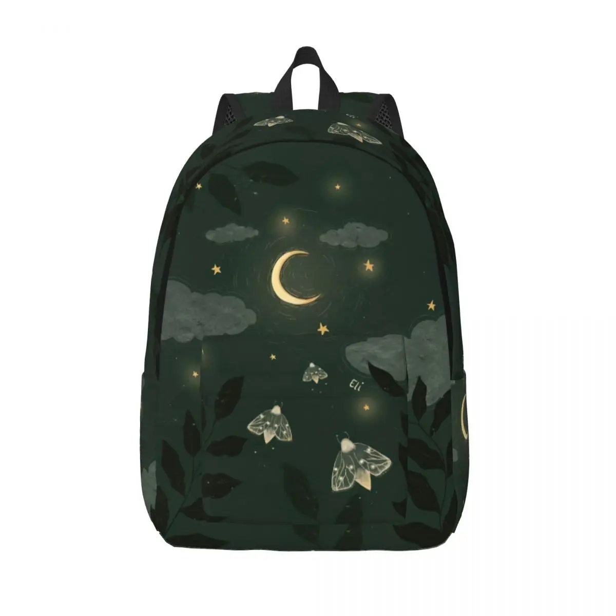 Moonlit Garden Backpack for Men Women Cool Student Work Daypack Boho Floral Laptop Computer Canvas Bags with Pocket