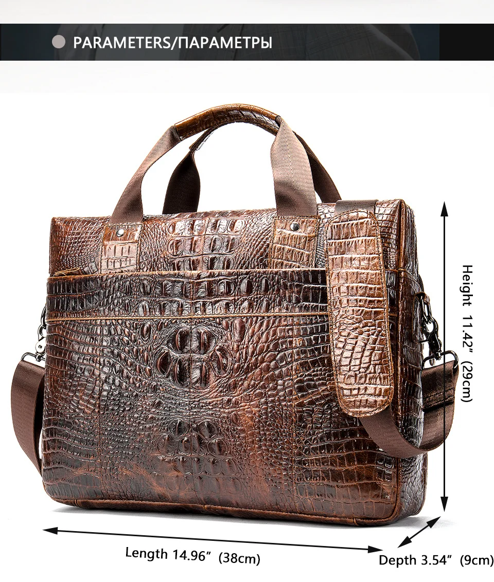 Messenger Bag Men Shoulder Bag Genuine Leather Casual Male briefcases laptop Male bussiness Alligator bags for Men 5555