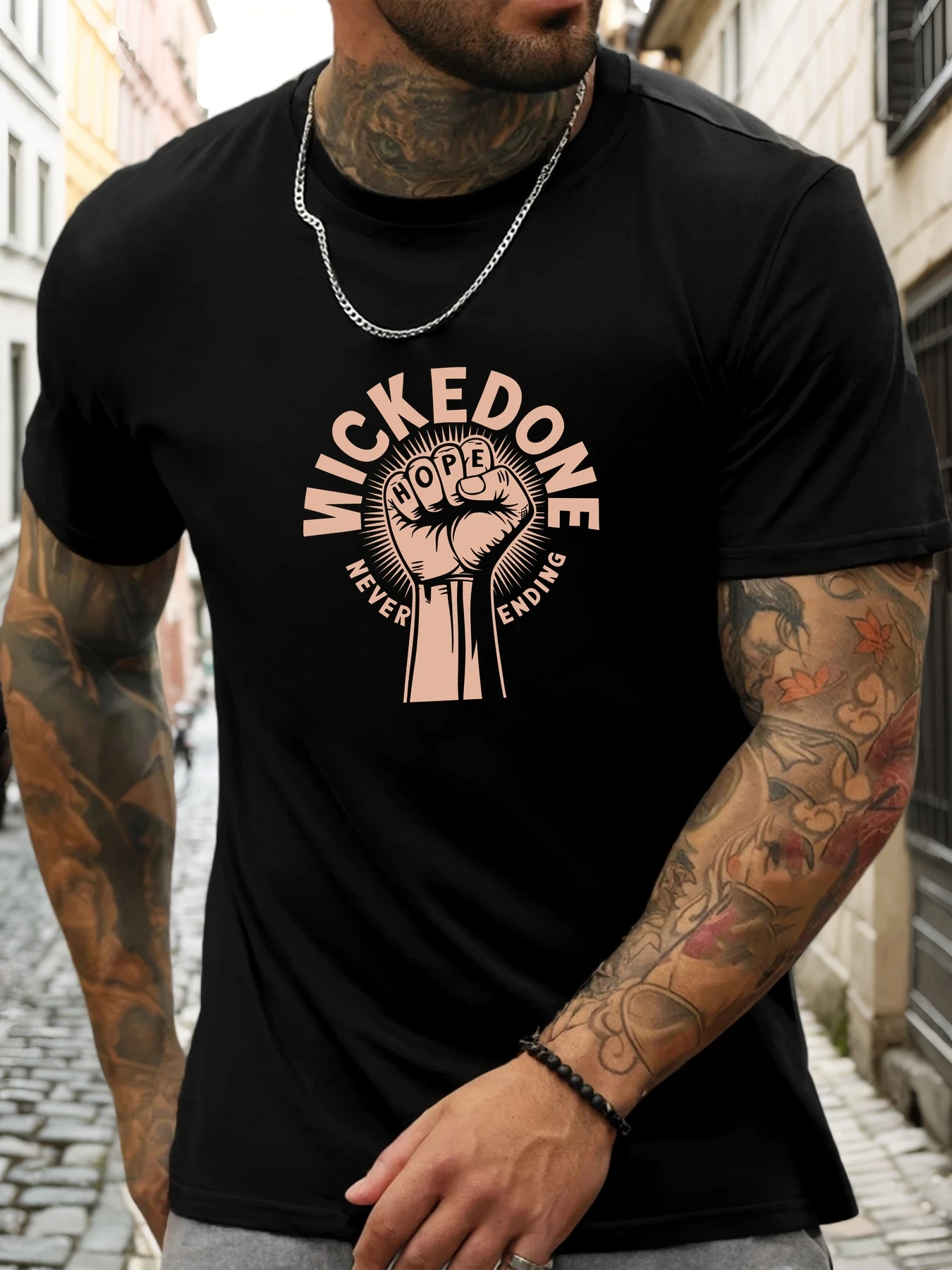 

Men's Short Sleeve T-Shirt 'Fist' Pattern Printed 100% Cotton round Neck Casual Fashion Breathable Cool Tee for Summer