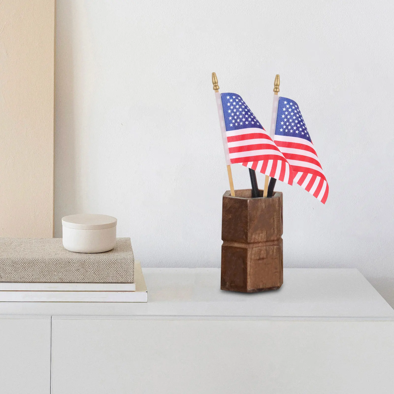 

40Pcs Small Usa Wooden Stick Flags Hand Waving for Independence Day 4th of July Celebration Small American Flag