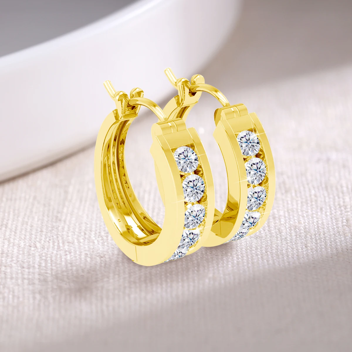 14K Gold Filled Anti-aanslag Moissanite Hoepel Oorbellen D Kleur Uitstekende Cut Diamond Earring voor Vrouwen Luxe Sieraden Gift