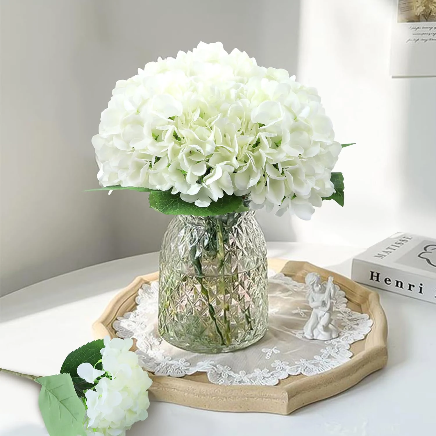 6 Stück Künstliche Blumen, Kunstseiden-Hortensien, Brautstrauß, Hochzeitsdekoration, Wohnzimmer-Tisch-Accessoires, Garten-Festival, Günstig – Detail 1