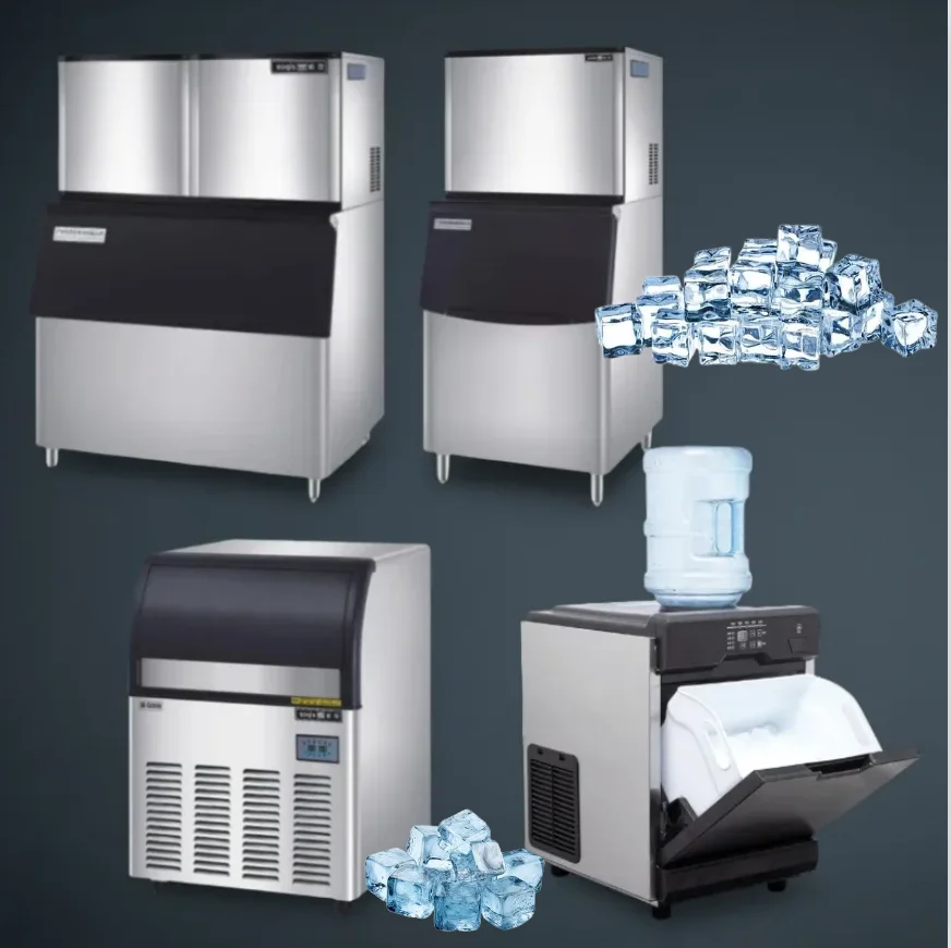 220v Water Dispenser with clear Automatic Cubos Vending Thin Pebble Bullet Ice Cube Maker Machine in Sale Industrial Philippines