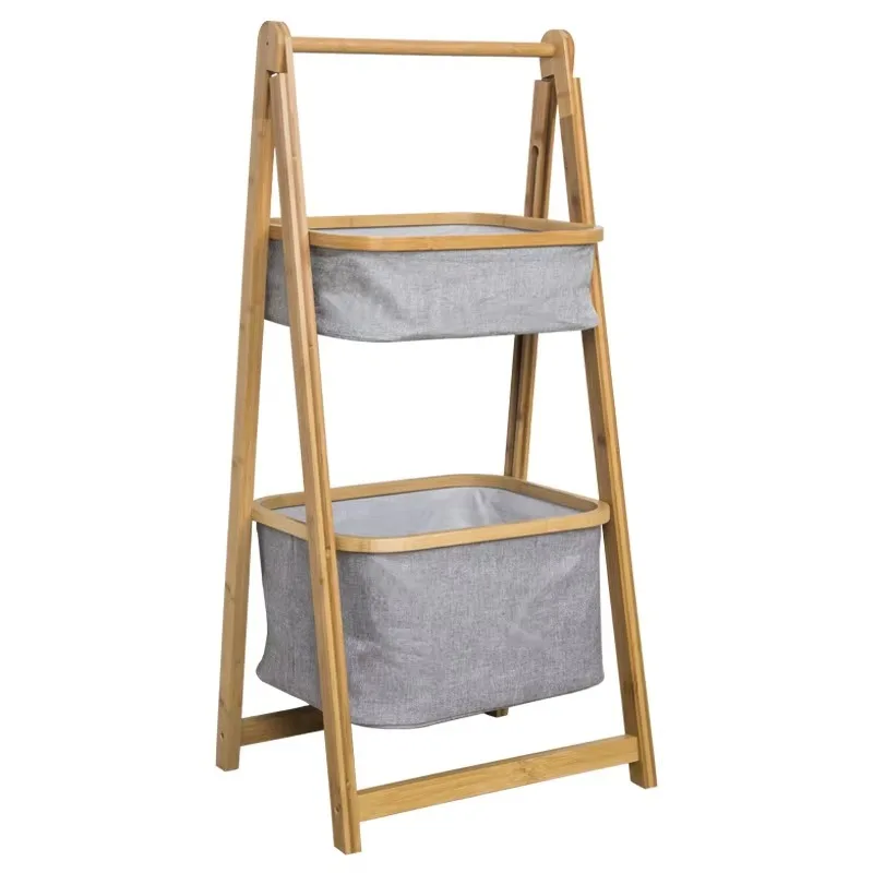 Household environmentally friendly bamboo trapezoidal modern simple multi-layer foldable storage rack