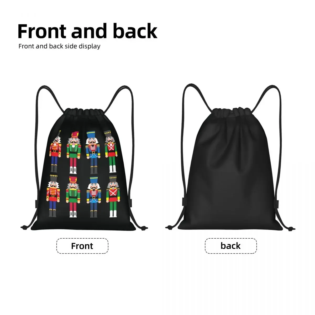 Custom Christmas Nutcrackers Toy Soldier Drawstring Bag Women Men Portable Gym Sports Sackpack Shopping Backpacks