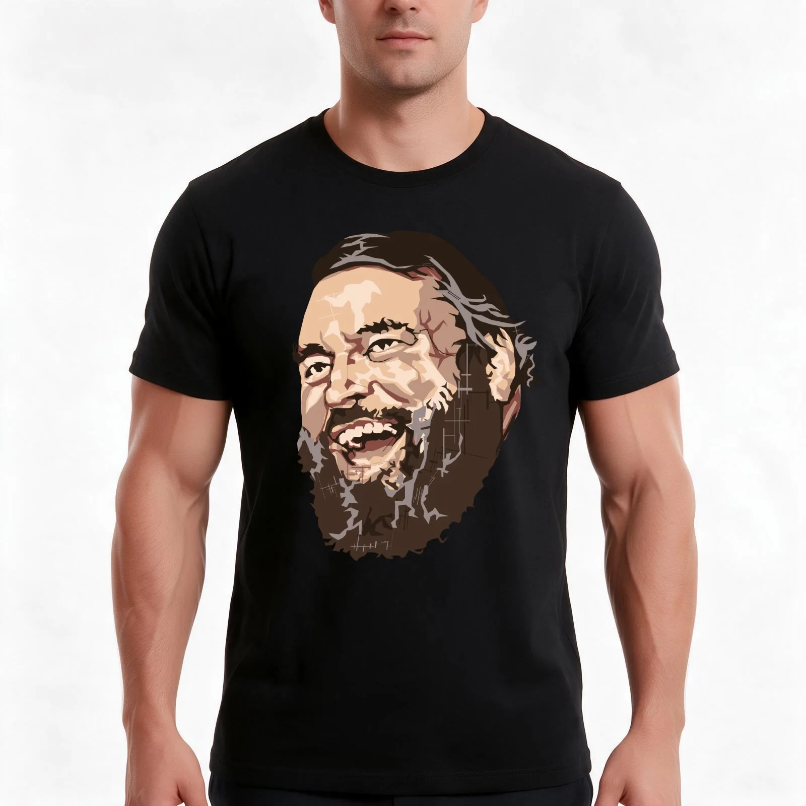 Brian Blessed T-Shirt, Summer Casual Cotton Tee, Oversized Streetwear Tops, Vintage Graphic Print, Loose Fit Short Sleeve
