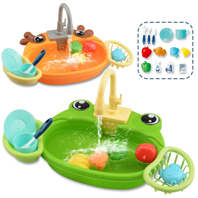 Casa dei giochi per bambini lavastoviglie lavello ciclo fuori dai giocattoli d'acqua divertente cucina lavabo giocattoli elettrici giocattolo per l'apprendimento precoce