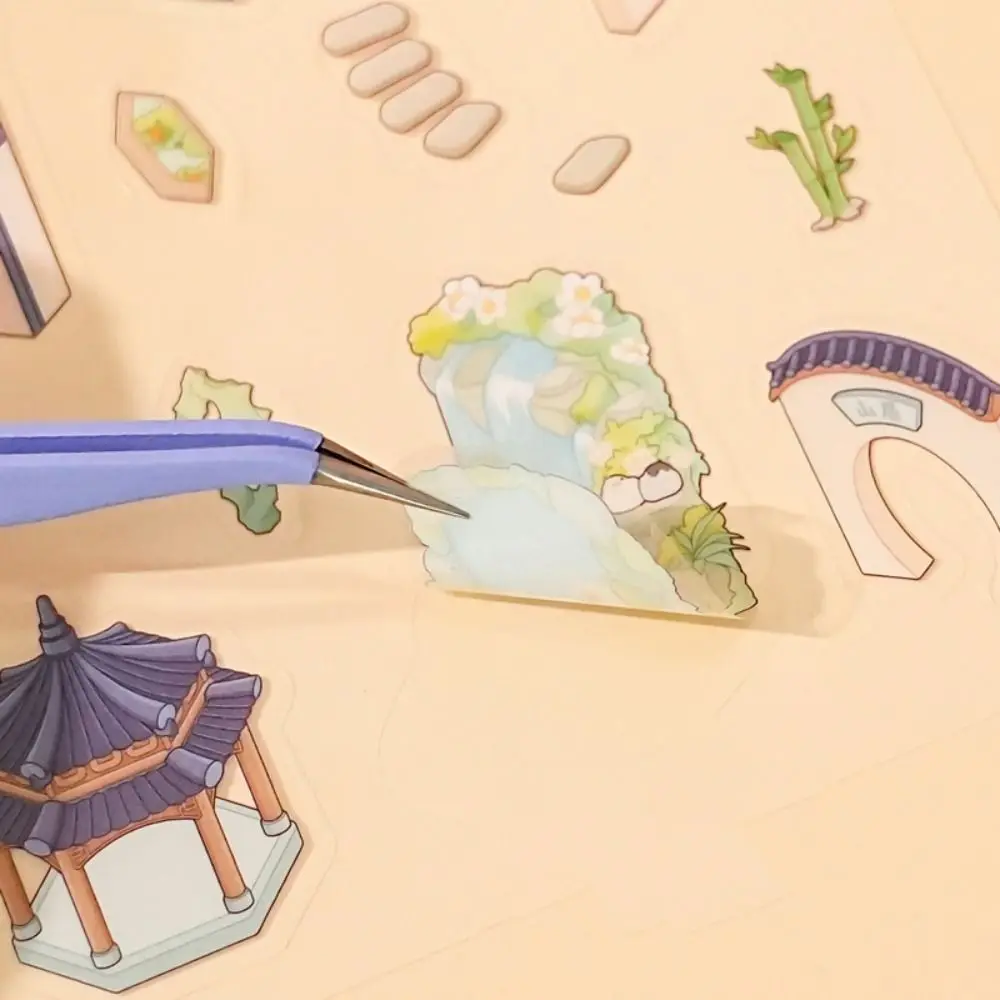 Libro de pegatinas de paisaje 20 en 1, pegatinas 3D DIY de carpincho, conjunto de escena a prueba de desgarros, escena de cabina de dibujos animados, calcomanías decorativas para estudiantes