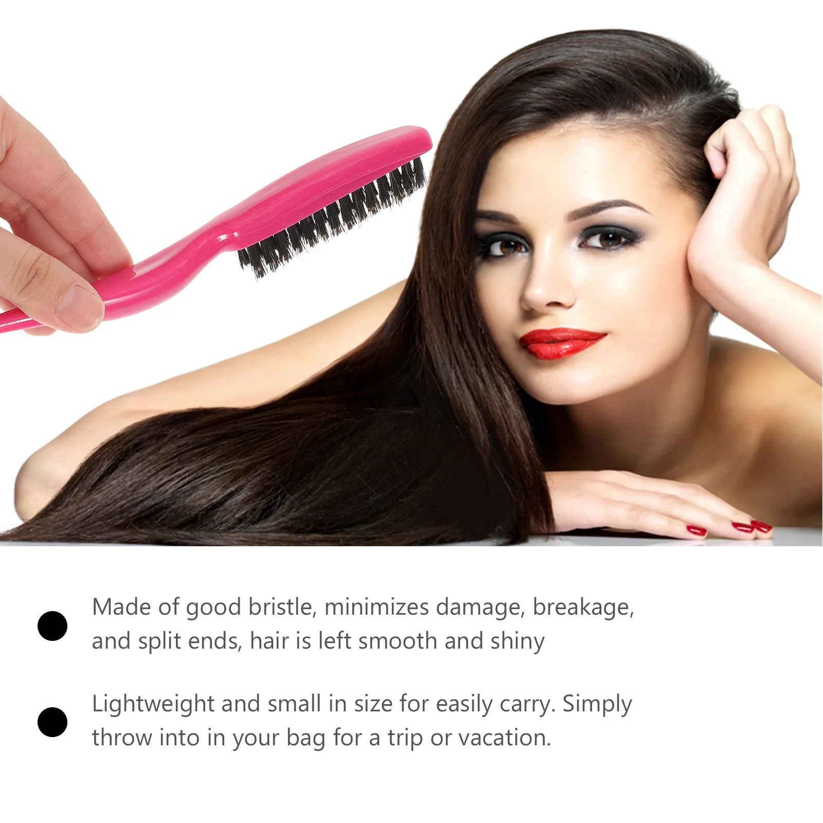 

Black Boar Bristle Hair Teasing Brush Tail Pointed Design Ergonomic Handle Minimize Damage Breakage Split Ends Salon Comb