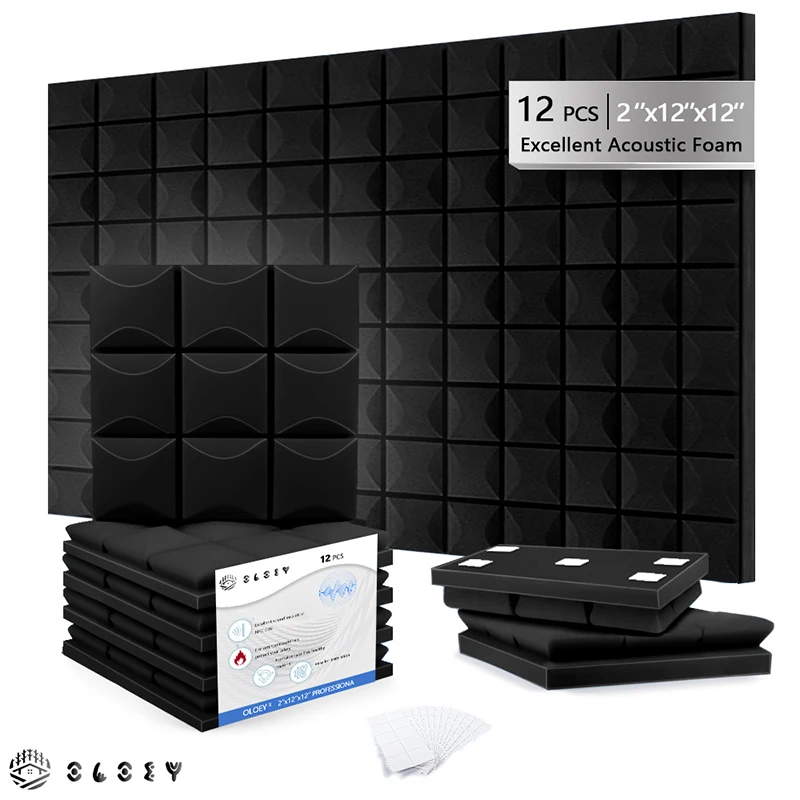 12Pcs  Acoustic Soundproof Foam Panel For Studio Noise Absorbing Treatment Sound Insulation Material  For Wall Ceiling