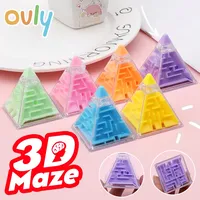 3D Maze Pyramid Transparent Magic Cube Puzzle Speed Matching Cube Rolling Ball Game Relieve Stress Toys Children's Educational