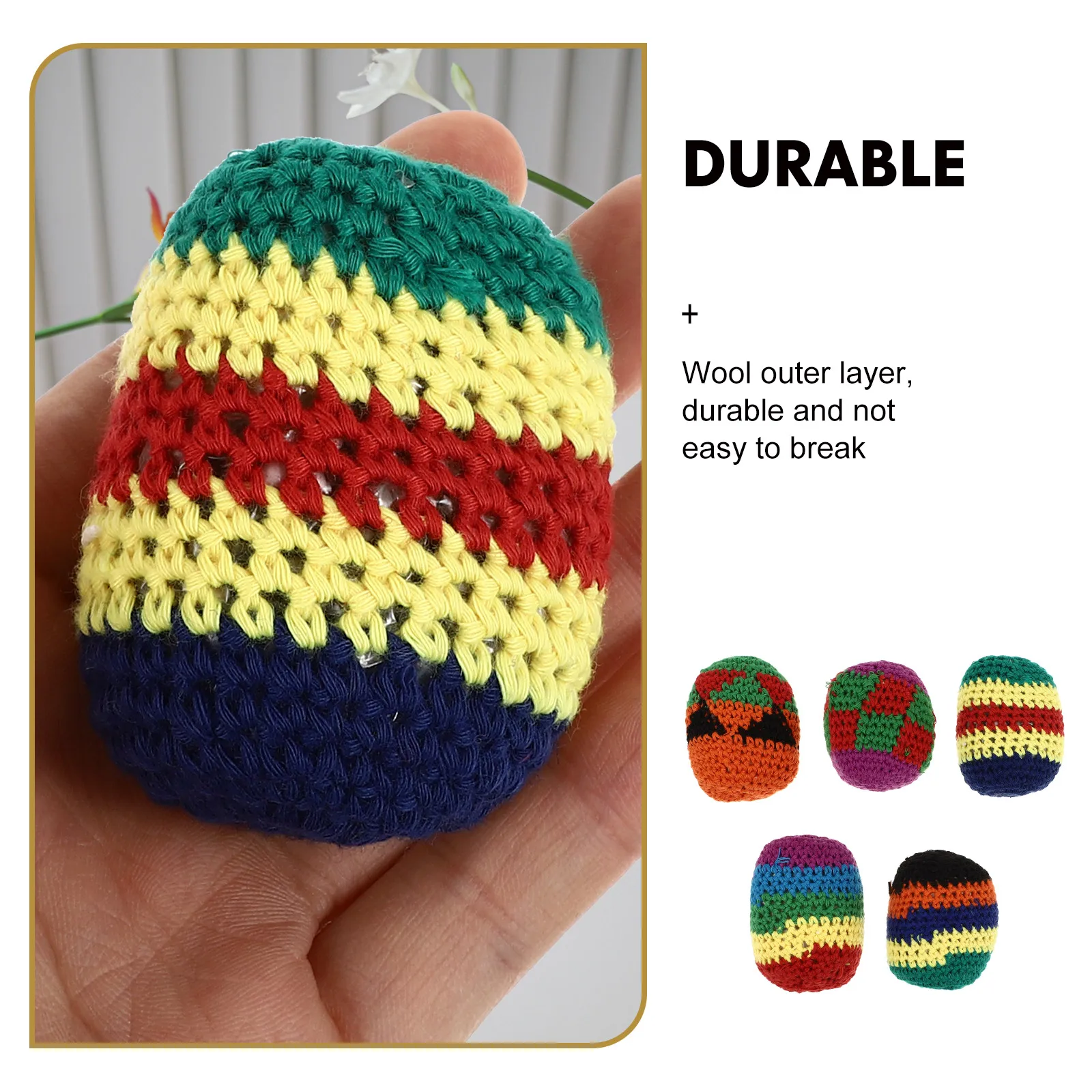 

5pcs Crocheted Knitted Multicolored Kickball Kids Interactive Wool Yarn Outdoor Indoor Teamwork Game For Children