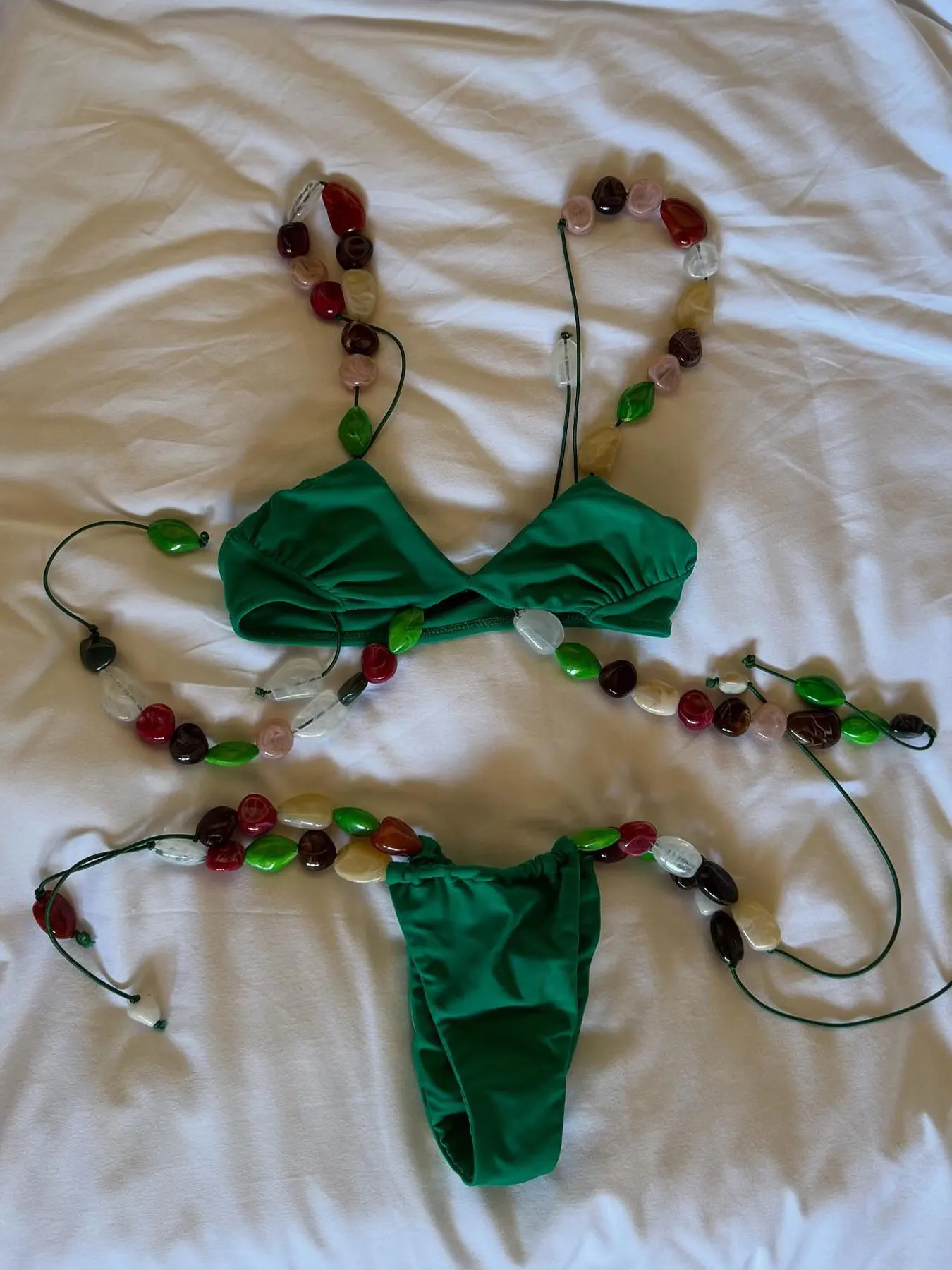 Luxury Beaded Biquini Women Separate Swimsuit Fashion Lady Lace Up Bikini Bathing Suit Vintage Mujer Holiday Swimwear Beachwear