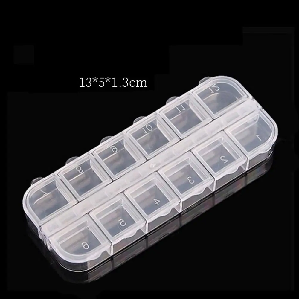 Boîte de rangement transparente pour accessoires de manucure, boucles d'oreilles en strass, organisateur de bijoux, Nail Art, boîte de rangement pour strass, étui vide