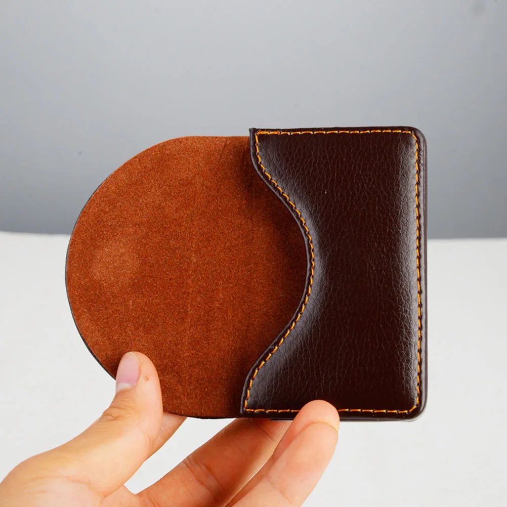 

Slim Wallet PU Cards Holder Brown Color Business Use Durable Retro Style Card Storage Solution Wallet Purse
