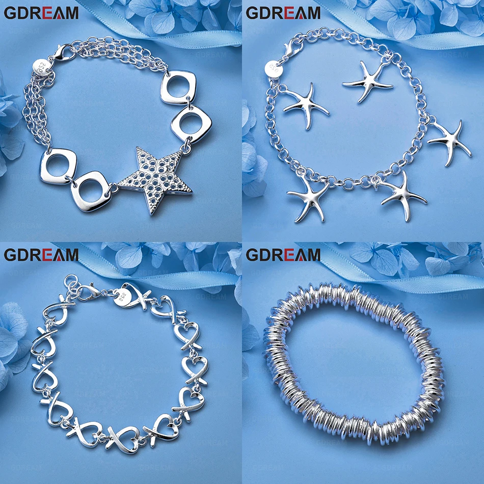 

GDREAM 925 Sterling Silver Pendant Five Starfish Bracelet Charm Versatile Women'S Party Jewelry
