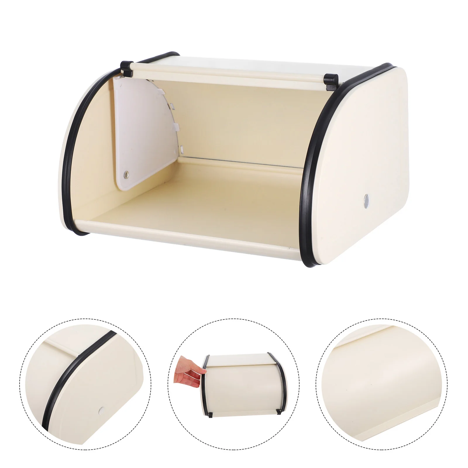 

Bread Box Metal Storage Container with Roll Top Lid Stylish Countertop Bread Holder for Home Bakery Freshness Keeper