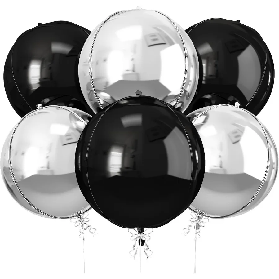 6Pcs Black Silver R…