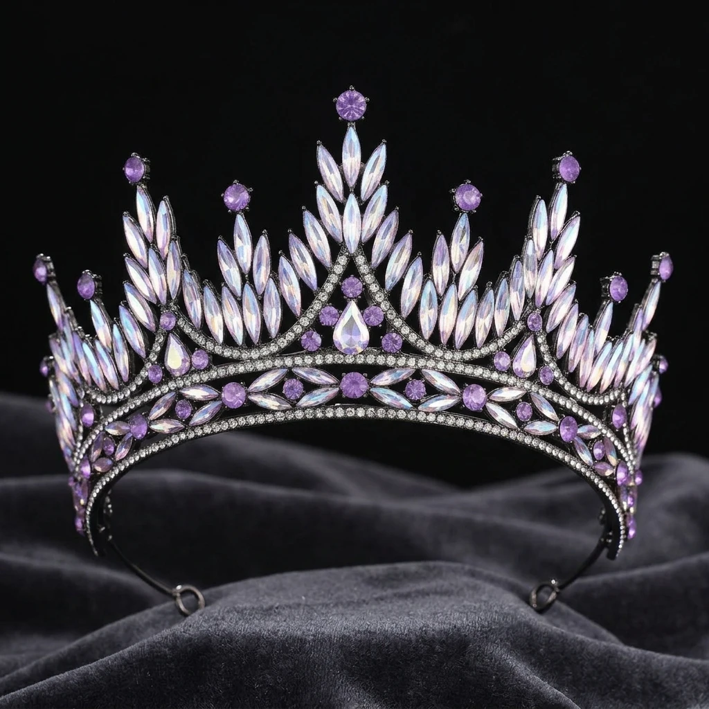 Women's Crown Baroque Rhinestone Hairpiece for Pageant Evening Party Luxury Crystal Tiaras Bridal Wedding Headband Jewelry