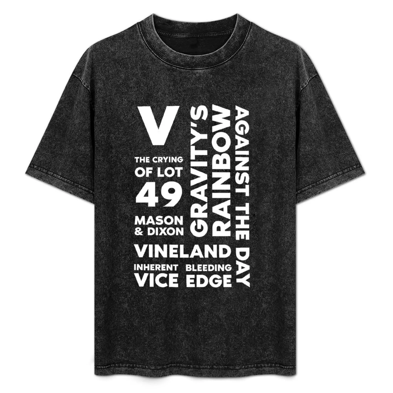 Pynchon typographic book titles T-Shirt Gym Exercise Short Sleeve T-Shirt