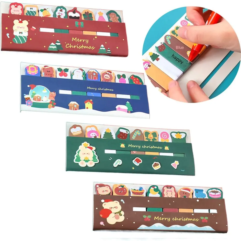 Study Supplies 120 Sheets Christmas Sticky Notes Notepad Cute Christmas Memo Pad Index Tabs Christmas Gift Bookmarks Xmas