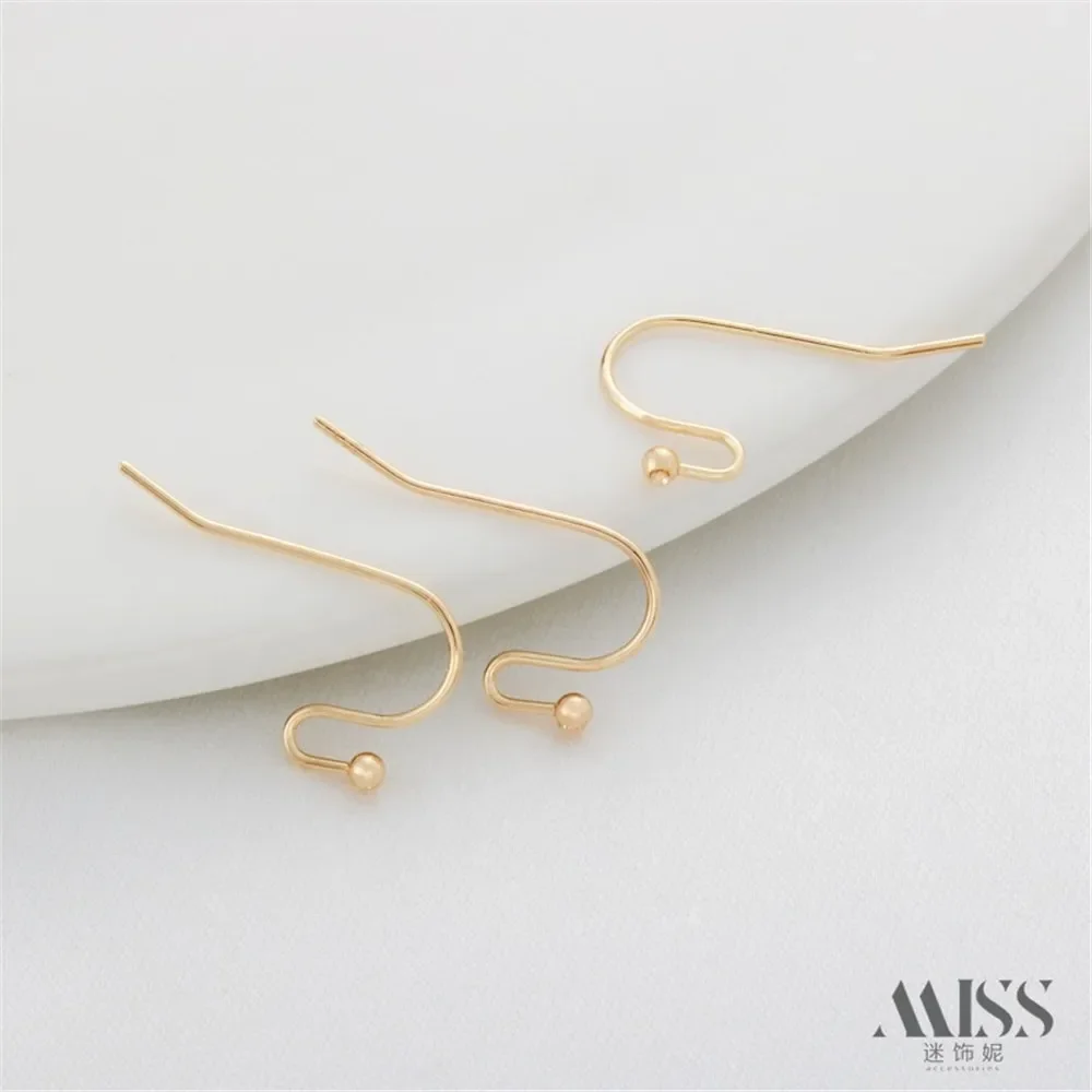 

14K Gold and Silver Plated Simple Welding Bead with Drilled Ear Hook Earrings DIY Ear Hook Accessories Material