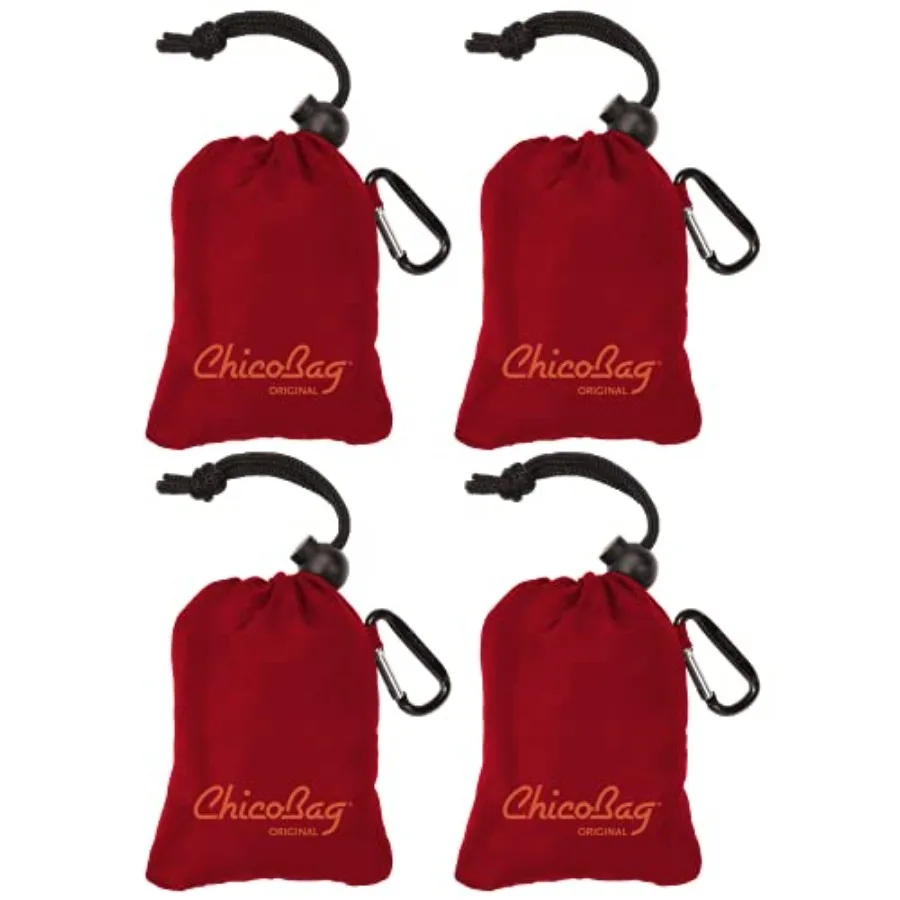 

Original Compact Reusable Grocery Bag w/Attached Pouch and Carabiner Clip Perfect for Shopping, Travel, Organization Eco-Consci