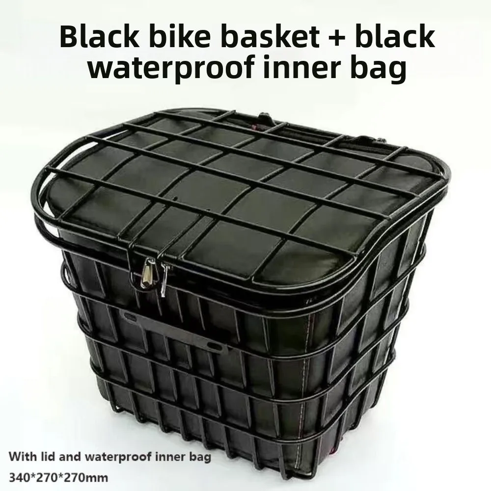 Easy To Install Large Cart Basket Universal Adjustable Bicycle Front Basket Metal Front and Rear Fixed Durable Backpack Storage