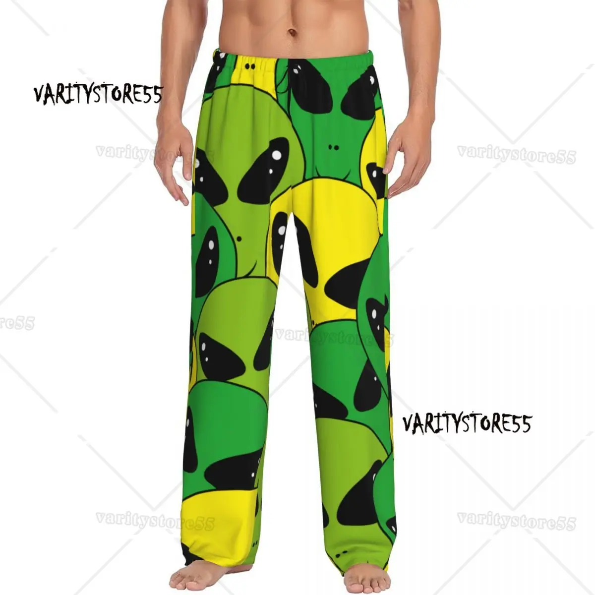 

Модные мужские повседневные свободные спортивные пижамные штаны, одежда для сна, забавные зеленые брюки с изображением пришельца