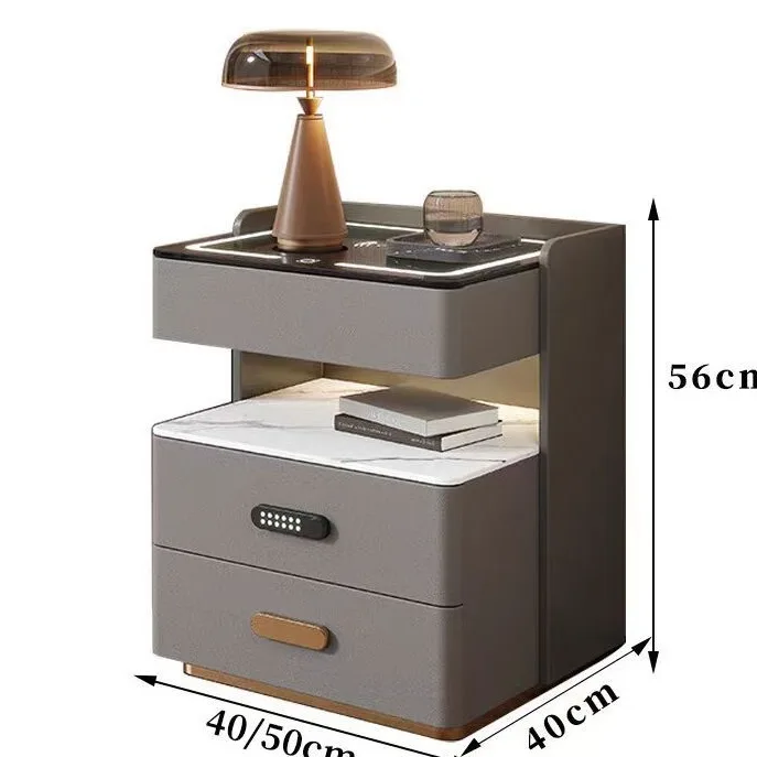 طاولة سرير ذكية حديثة بثلاثة أدراج من الخشب الصلب خزانة تخزين فاخرة لغرفة المعيشة وغرفة النوم