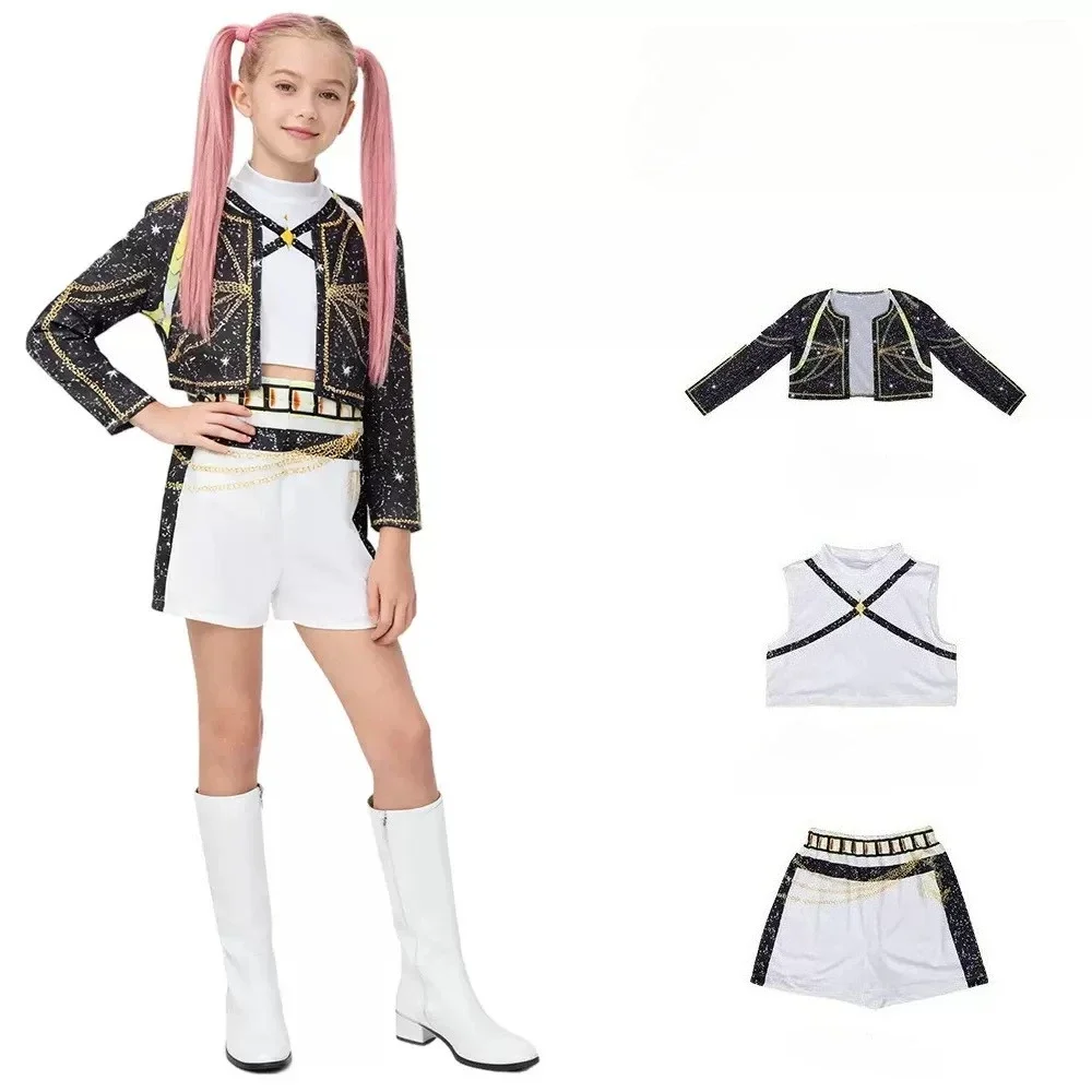 New Warrior K Pop Disguise Rumi Costume Zoey Cosplay Mira Clothes Black 3D Printing Group Women Halloween Costumes Outfits