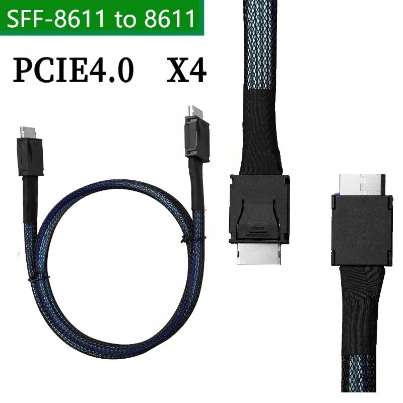 Xiwai Câble Actif OCuLink PCIe 4.0 SFF-8611 4i Mâle Vers Mâle – 80 Cm, EGPU Externe, SSD Haute Vitesse, Transfert 64 Gbit/s